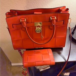 Michael Kors Orange Satchel with Wallet